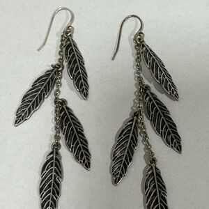 Lucky Brand Silver Feather Earrings